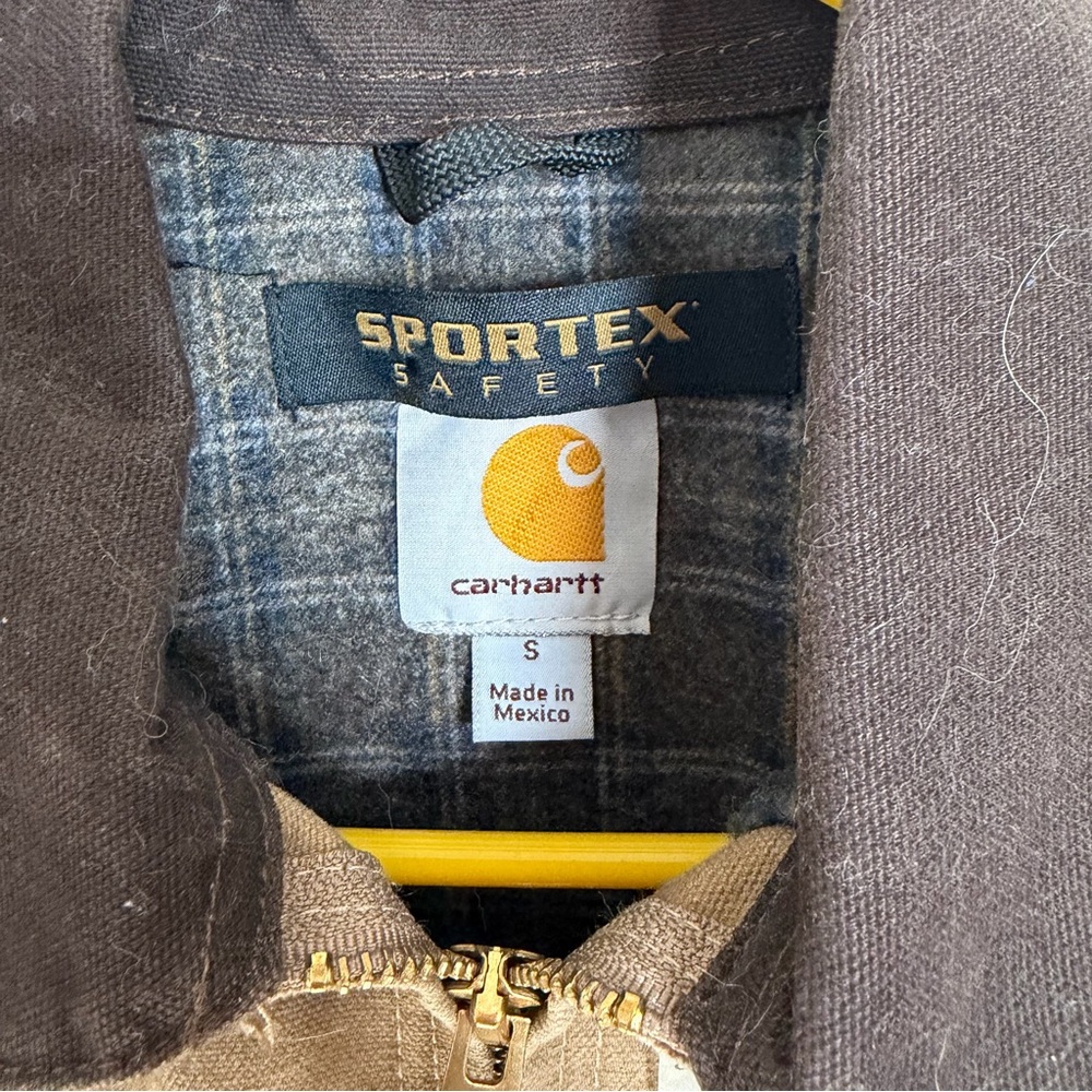 VINTAGE NWT Carhartt Brown Duck Detroit Jacket Embroidered Back SzS Men - Picture 3 of 4